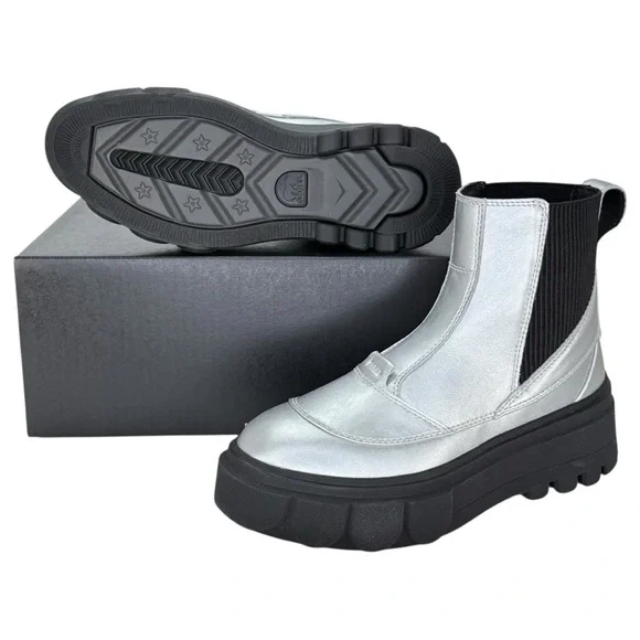 Sorel Caribou X Silver Leather Waterproof Womens Chelsea Boots Size 8M - Picture 12 of 14